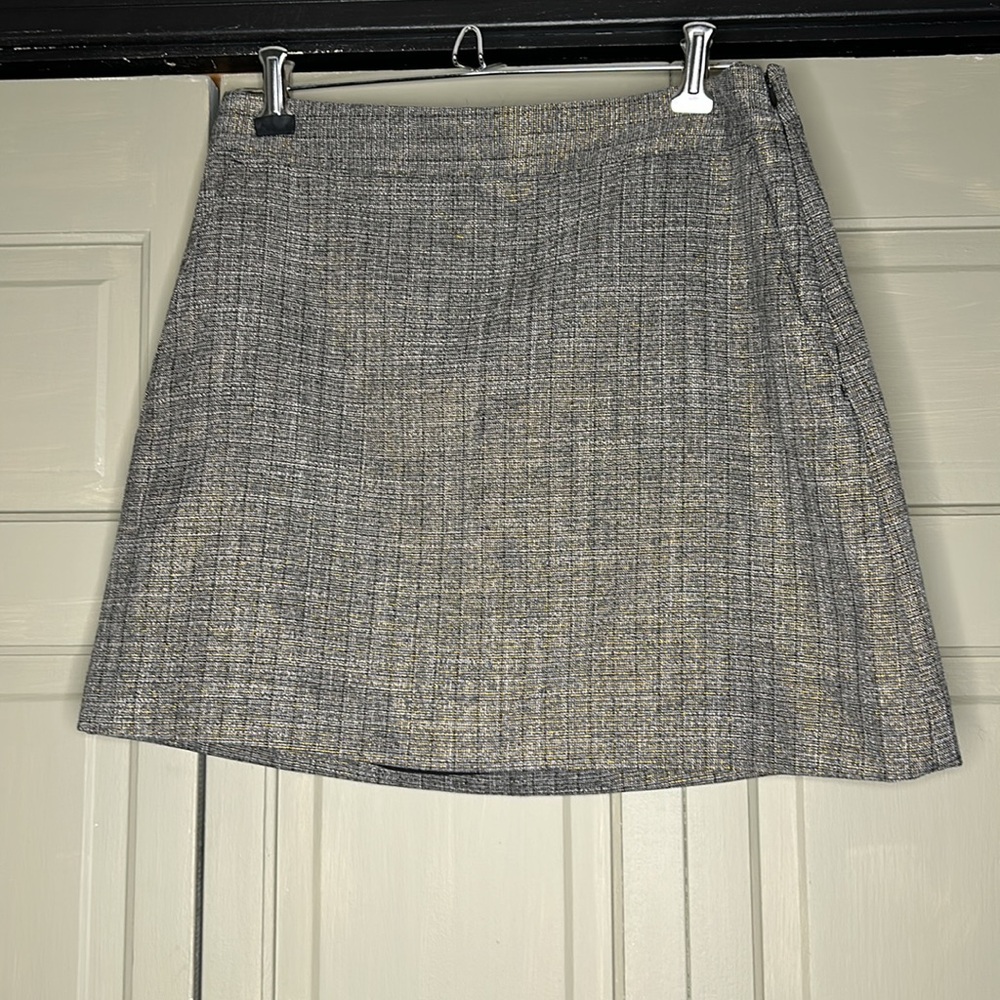 EXPRESS SKIRT Size 6 metallic check lined high waist